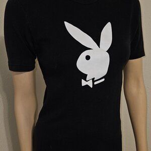 90's vtg authentic Playboy t-shirt M unisex black EXCELLENT Y2K adult magazine